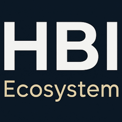 "HBI Ecosystem™ Logo: Interconnected circles symbolizing global trade, technology, and collaboration