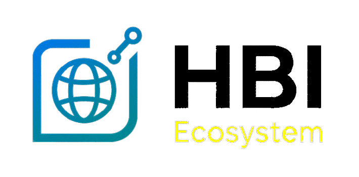 "HBI Ecosystem™ Logo: Interconnected circles symbolizing global trade, technology, and collaboration